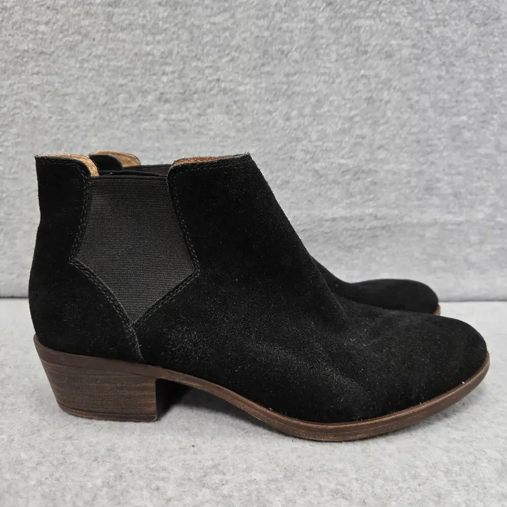 Lucky Brand Bellamy Black Suede Chelsea Ankle Booties Size 7